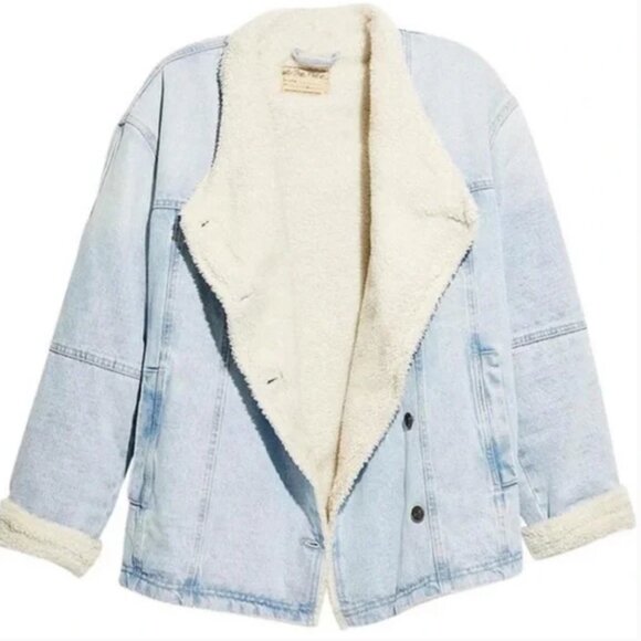 Free People Denim Sherpa Jacket - Picture 1 of 2